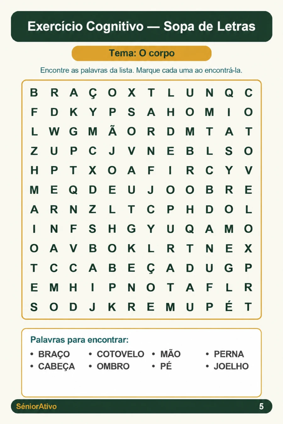 Ficha imprimível: sopa de letras